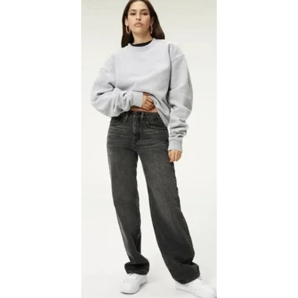 Good American Black Washed Wide-Leg Flare Jeans
